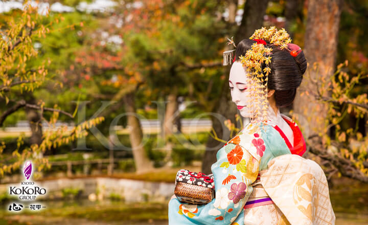 紅葉の建仁寺で特別な野外撮影舞妓体験