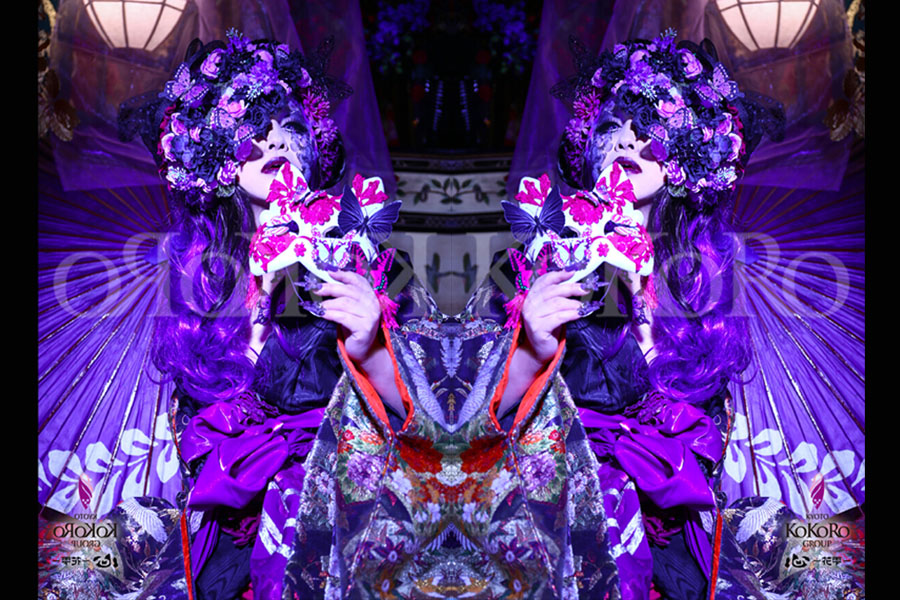 花魁vipプラン 紫蝶 黒蝶 京都花魁体験 創作和装変身写真スタジオ 心 花雫