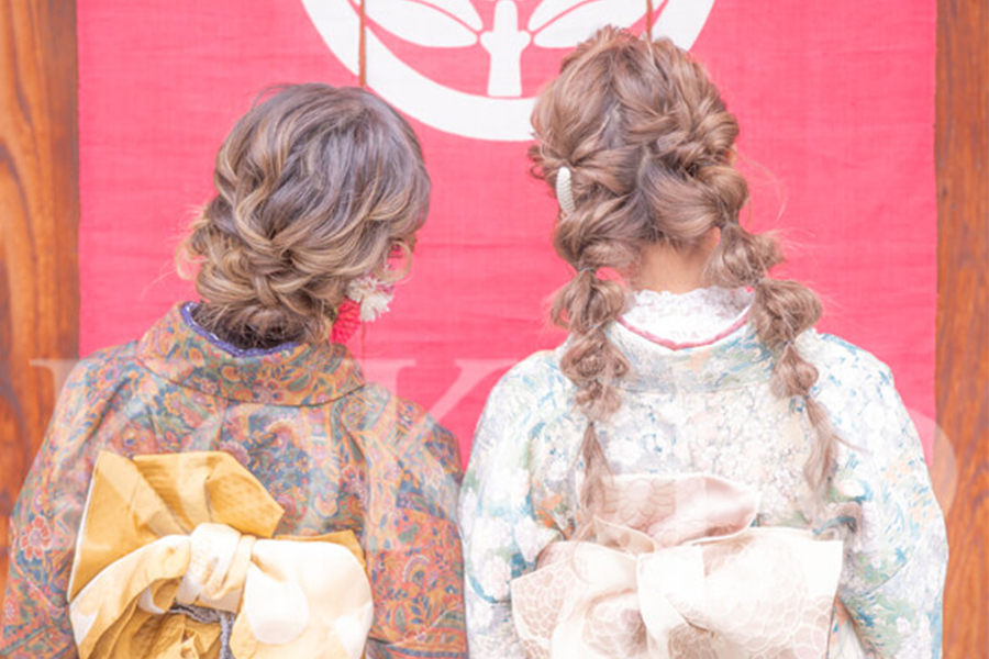 アンティーク着物セットプラン W 心 花雫 京都花魁体験 創作和装変身写真スタジオ