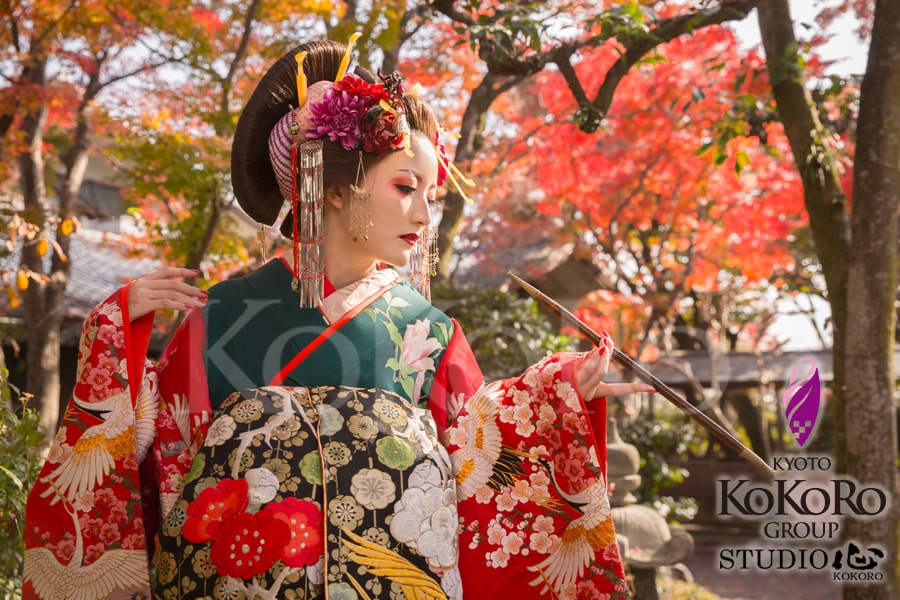 花魁体験　庭園撮影