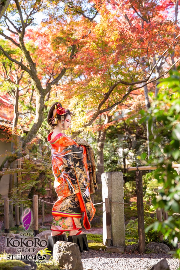 花魁体験　庭園撮影