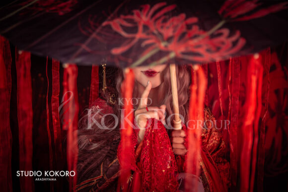 彼岸花　着物　変身写真