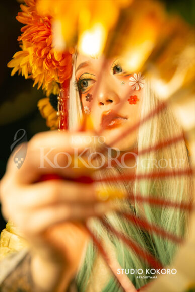 菊　着物　変身写真