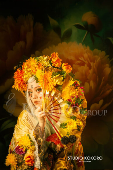 菊　着物　変身写真
