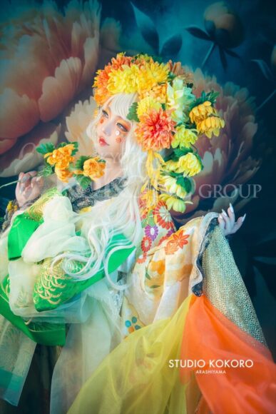 菊　着物　変身写真