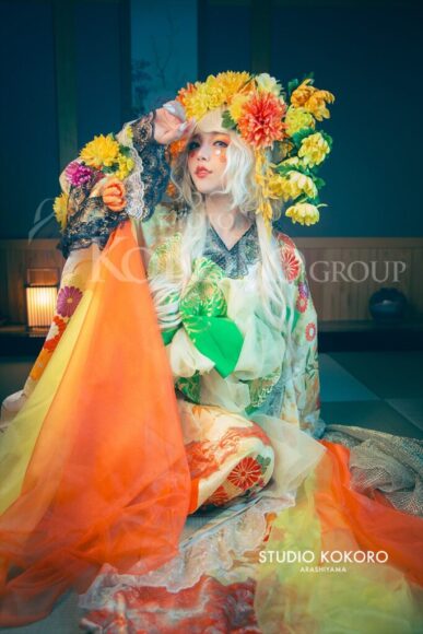 菊　着物　変身写真