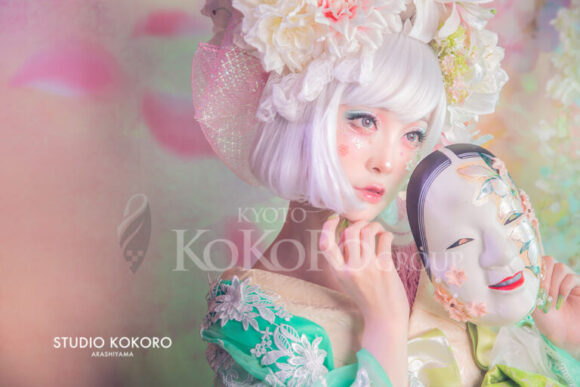 百合　着物　変身写真