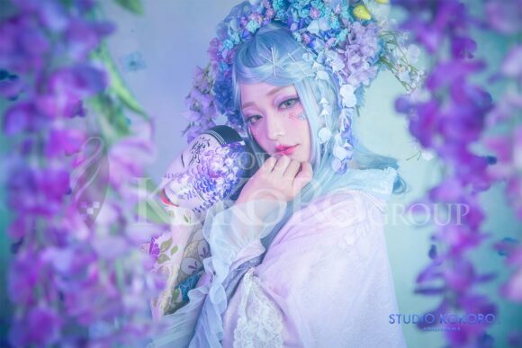 紫陽花　藤　着物　変身写真