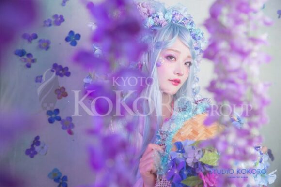 紫陽花　藤　着物　変身写真