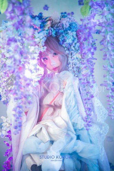 紫陽花　藤　着物　変身写真