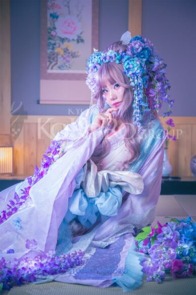 紫陽花 藤 着物 変身写真