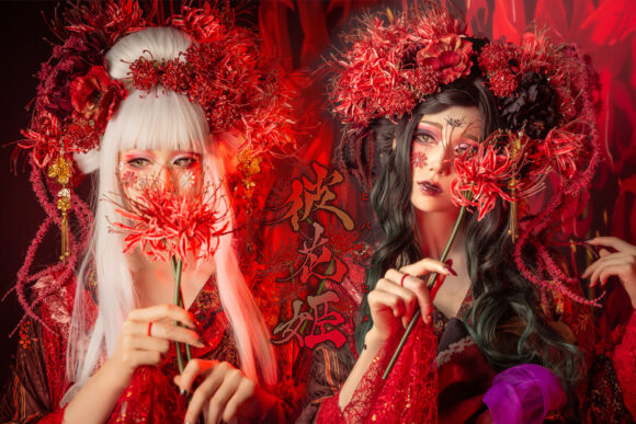 彼岸花 着物 変身写真