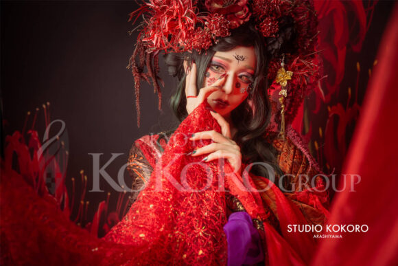 彼岸花 着物 変身写真