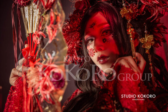 彼岸花　着物　変身写真