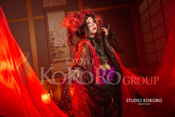 彼岸花　着物　変身写真