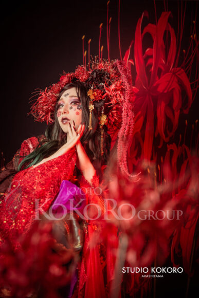 彼岸花　着物　変身写真
