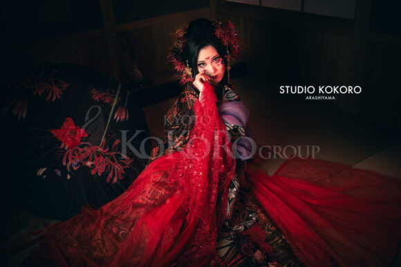 彼岸花　着物　変身写真