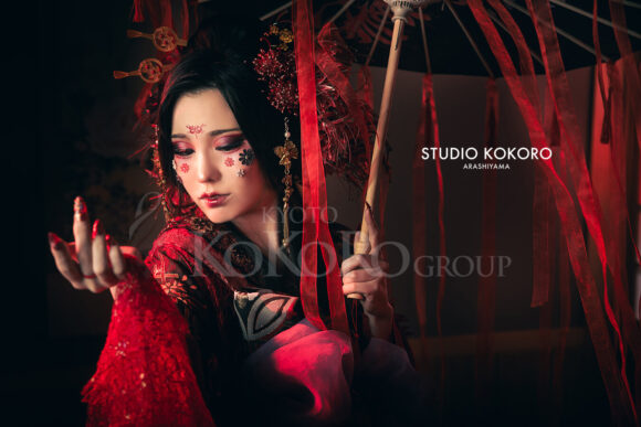 彼岸花　着物　変身写真