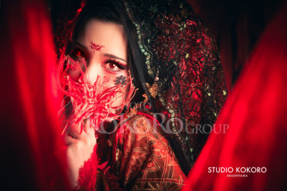 彼岸花　着物　変身写真