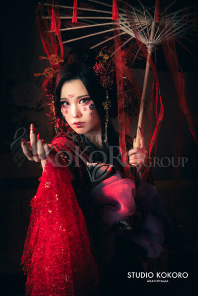 彼岸花 着物 変身写真