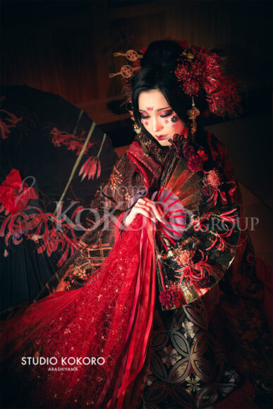 彼岸花 着物 変身写真