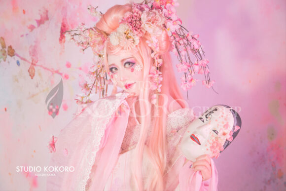 桜　着物　変身写真