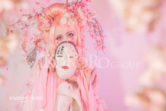 桜　着物　変身写真