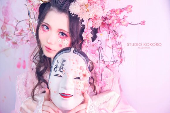 桜　着物　変身写真