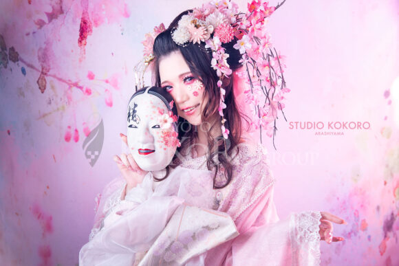 桜　着物　変身写真