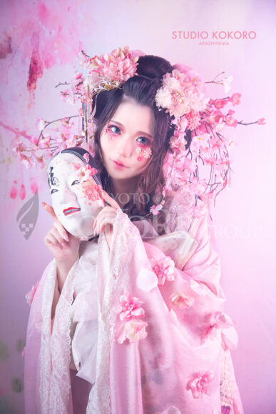 桜　着物　変身写真