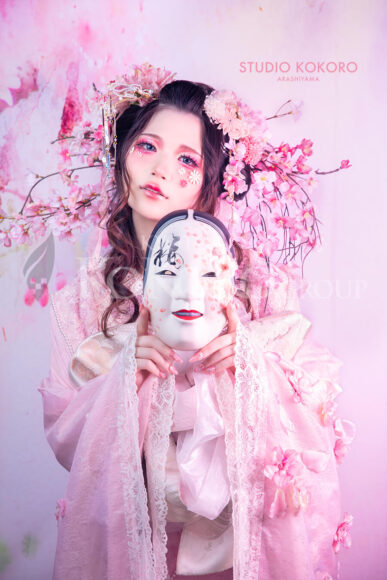 桜　着物　変身写真