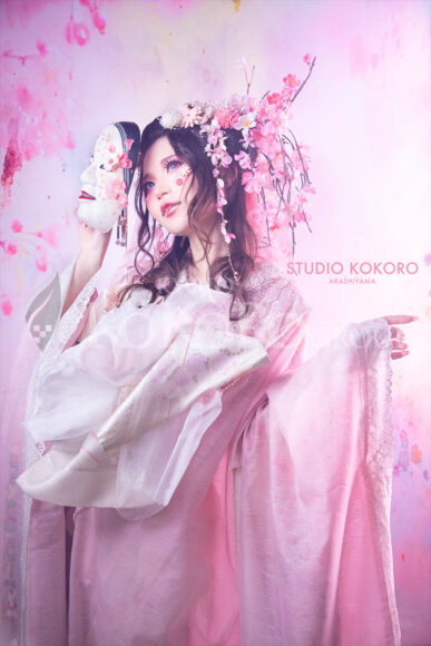 桜　着物　変身写真