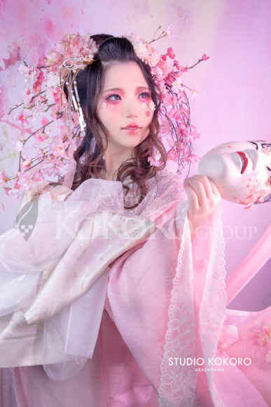 桜 着物 変身写真