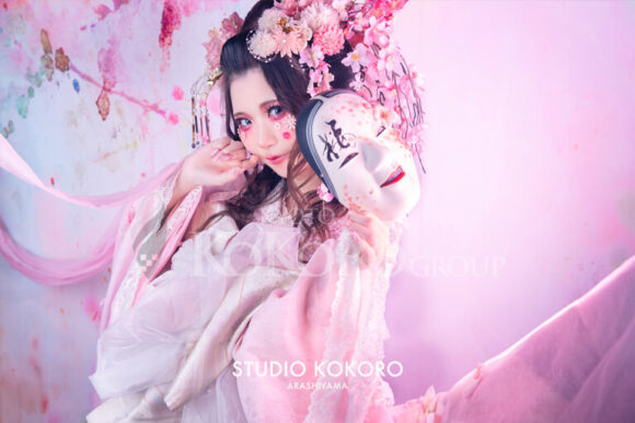 桜 着物 変身写真