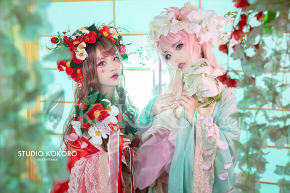 椿　着物　変身写真