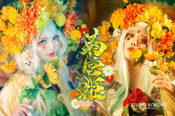 菊　着物　変身写真