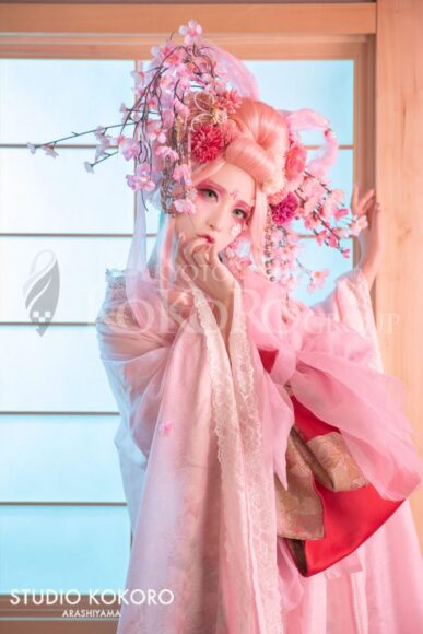 桜 着物 変身写真