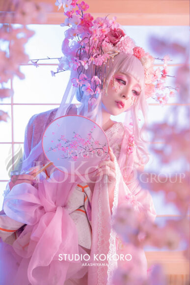 桜 着物 変身写真