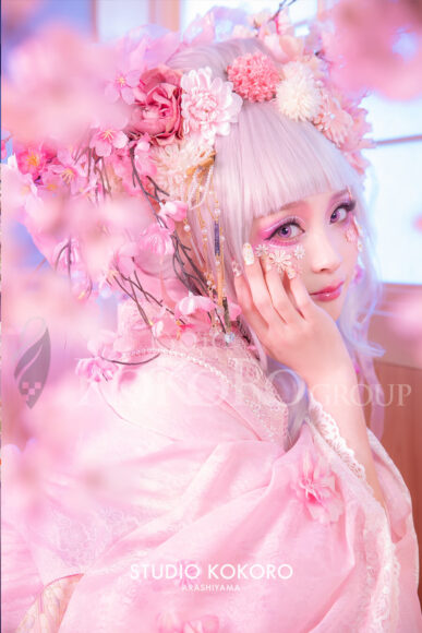 桜 着物 変身写真