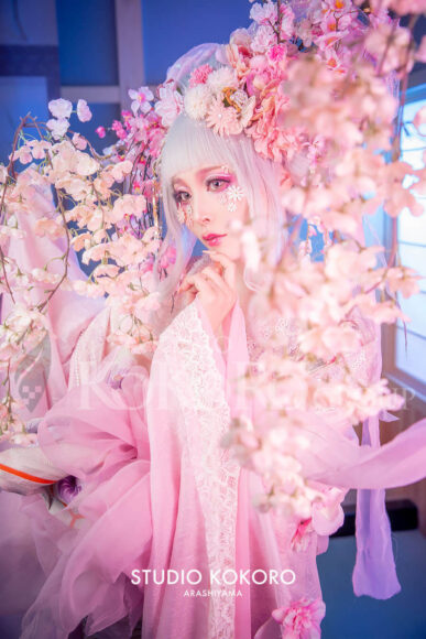 桜　着物　変身写真