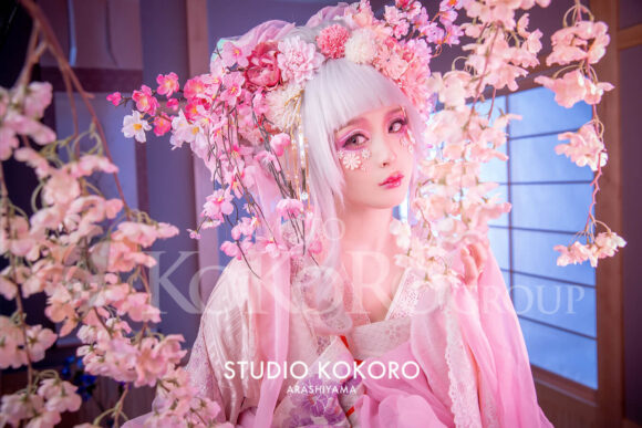 桜 着物 変身写真