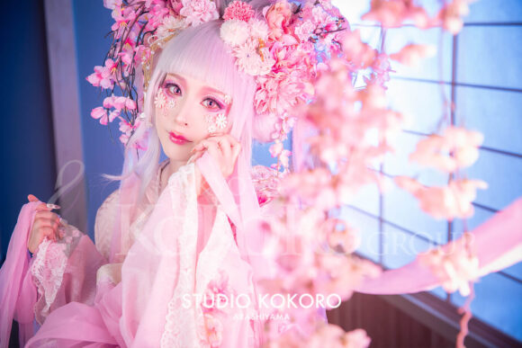 桜 着物 変身写真